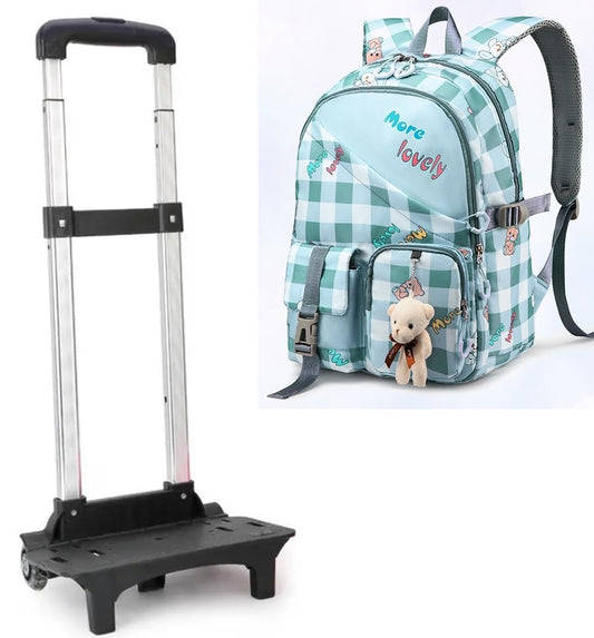Explore Lovely Green Trolley School Bag for boys and girls, offering both style and convenience for their school days. This backpack features a trolley design, providing easy transport and organized storage. Elevate your child's comfort and school experience with this functional accessory.