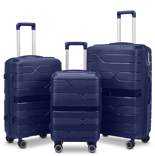 Dark Blue Goby London Carry-On Luggage Suitcase 3Pcs Sets On Wheels Oxford Luggage 3007