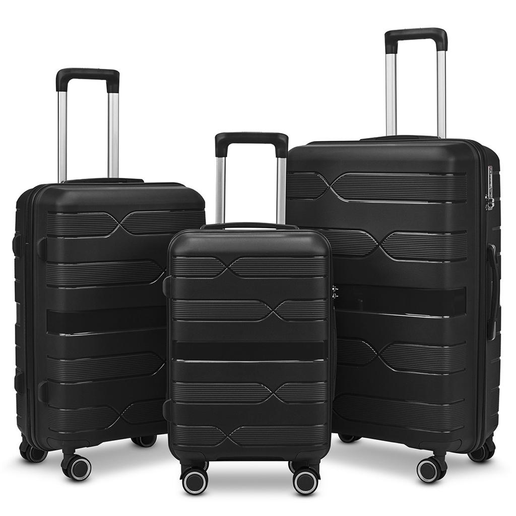Black Goby London Carry-On Luggage Suitcase 3Pcs Sets On Wheels Oxford Luggage 3007