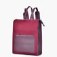 Maroon valvet & Leather Backpacks For women-Chic Zipper Closure Backpack 557-2