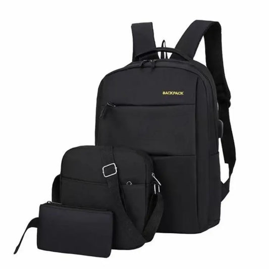 Black 3 in 1 Men & Women waterproof schoolbag 4105