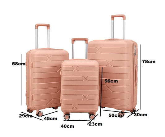 Green Carry-On Hard Luggage Suitcase 3Pcs Sets on 4Wheels Oxford Luggage 3007