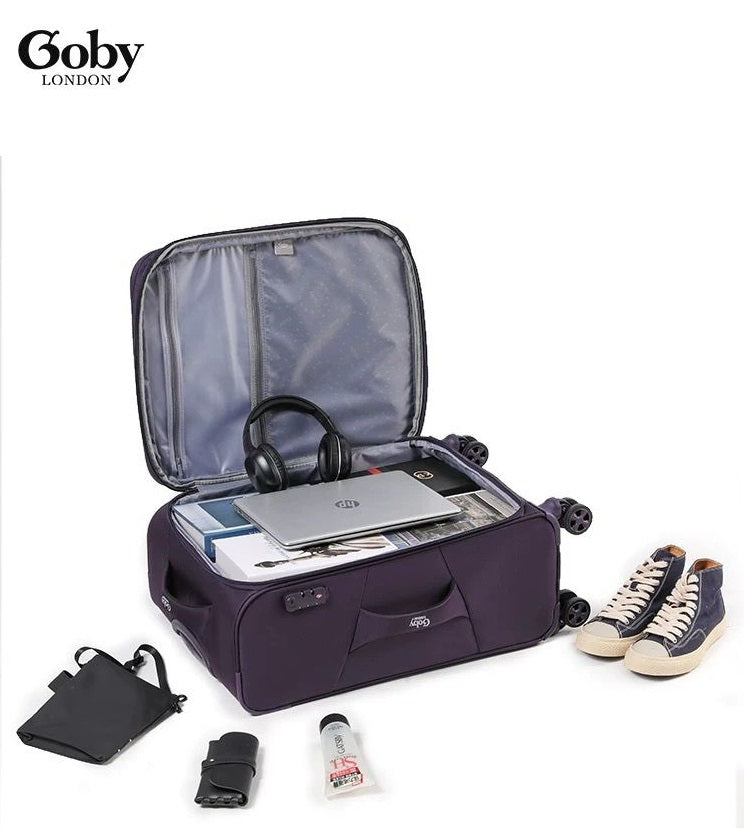 Purple  Goby London Carry-On Luggage Suitcase 3Pcs Sets On Wheels Oxford Luggage 3006