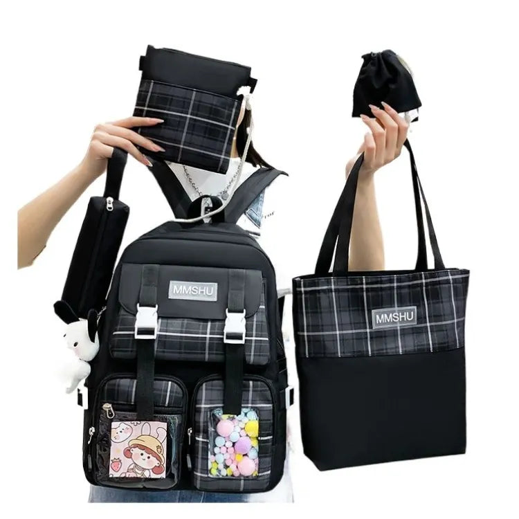 5Pcs Set School & College Backpack sale For Girls 4202