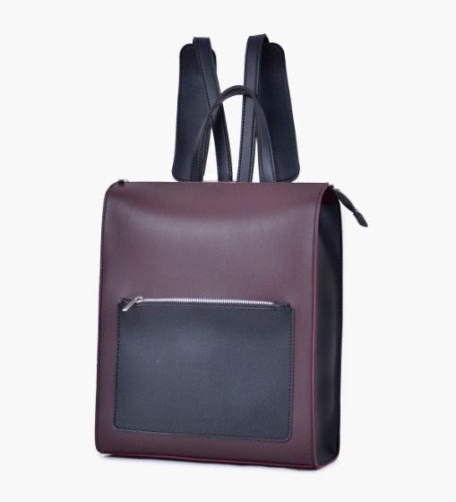 Dark Brown Leather Backpacks For women-Chic Zipper Closure Backpack 557-2