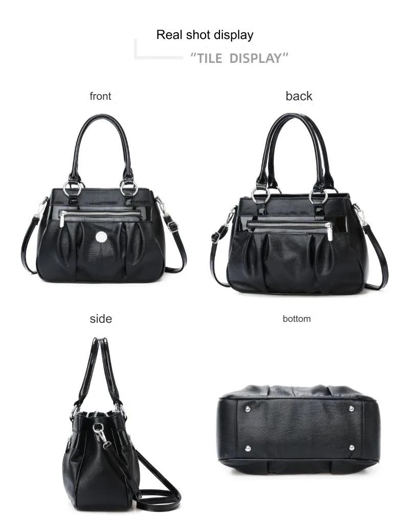 Handbag 3 Layers Leather Bags Women Vintage Shoulder Bags A13