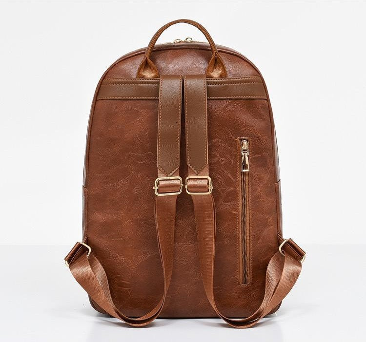 Mustard Leather Backpacks For Unisex 4174