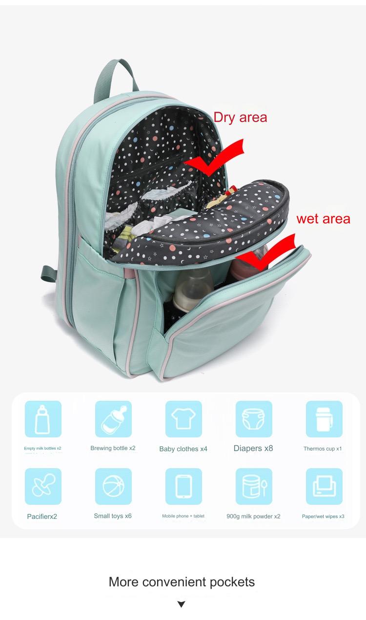 Black Baby Nappy Diaper Backpack, Foldable Stroller Bag, Mosquito Net 4124