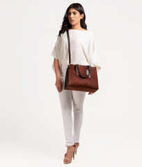 Brown Velvet Handbag For Girls  with model