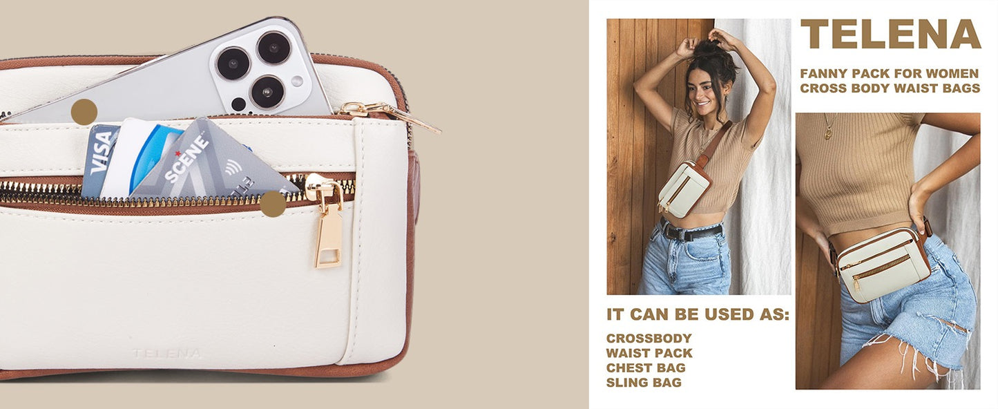 Premium Leather Fanny Pack - Lightweight Waist Bag with Adjustable Belt