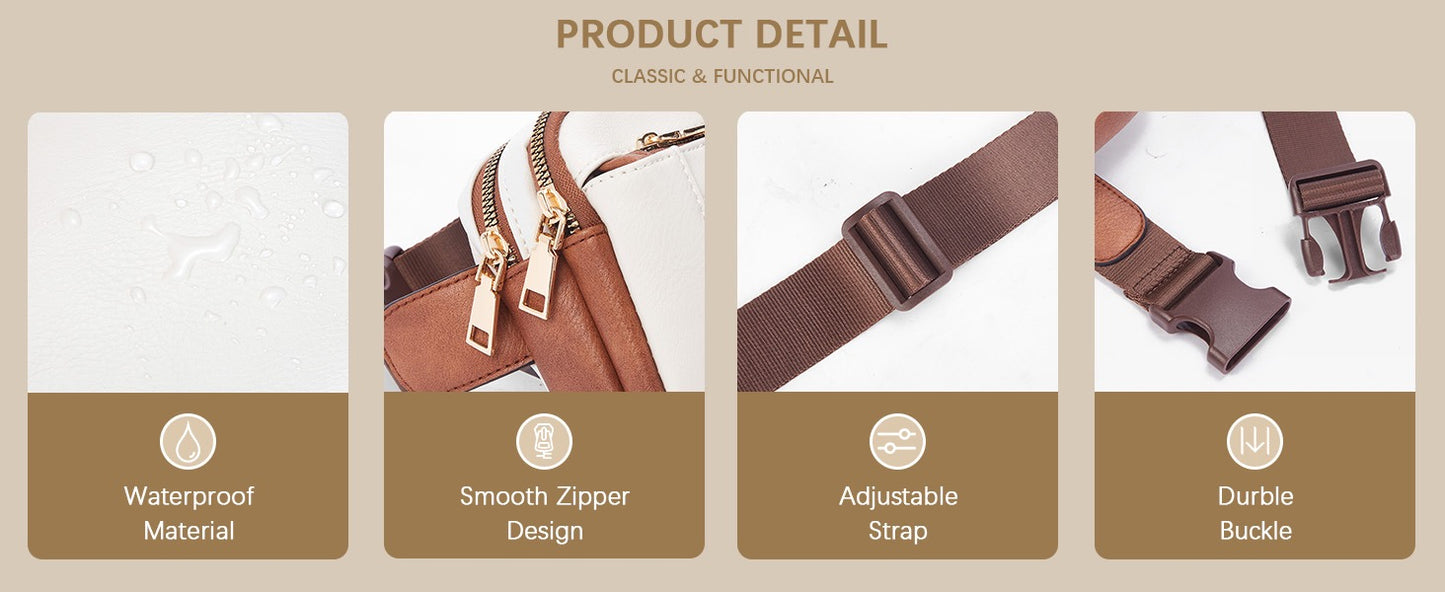 Premium Leather Fanny Pack - Lightweight Waist Bag with Adjustable Belt