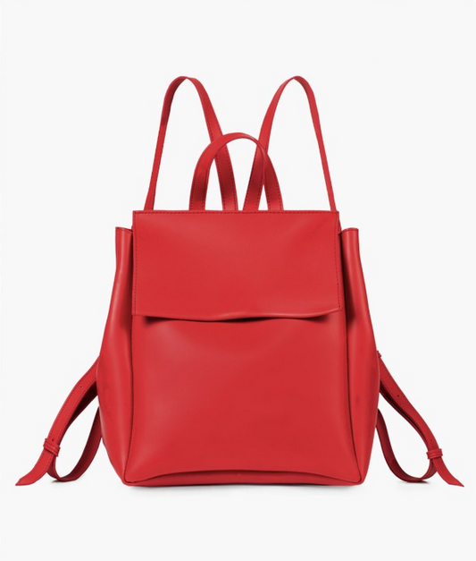 Red Women Leather Backpacks 557